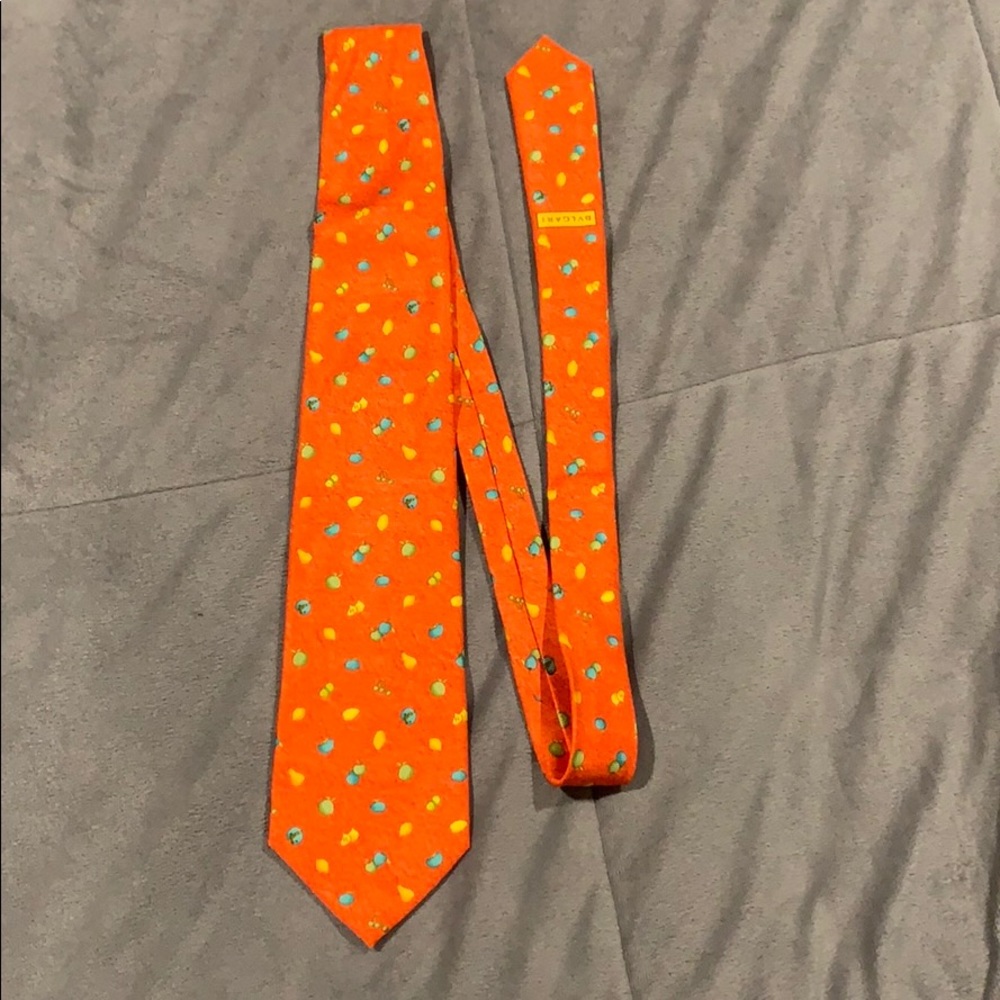 Bulgari 100% Silk Tie Orange with Fruits